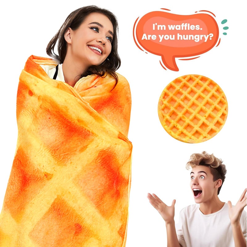 Outivity Waffles Blanket, Tortilla Blanket for Adults and Kids, Funny Food Throw Blanket, Novelty Gifts for Everyone, Soft Throw Blanket for Bed Couch or Travel - 71 inchs Waffle - Image 5